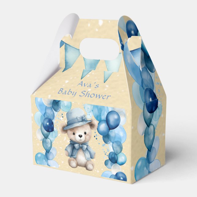 Caja Para Regalos Teddy Bear Balloon Arch Boy Baby Shower (Front Side)