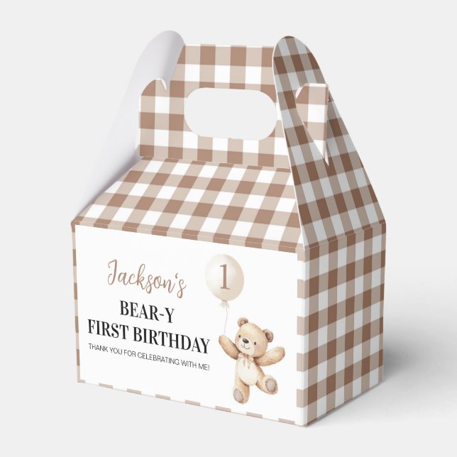 Caja Para Regalos Teddy Bear Balloon Beary Birthday Gracias (Front Side)