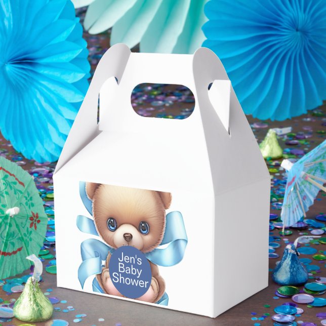 Caja Para Regalos Teddy Bear Blue Baby Shower Theme Favorito Box (Fiesta)
