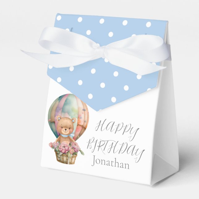 Caja Para Regalos Teddy Bear Blue Balloon Bearly Wait Baby (Front Side)
