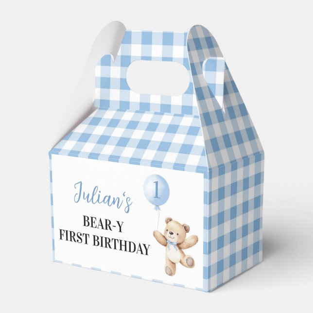 Caja Para Regalos Teddy Bear Blue Balloon Beary Birthday Gracias (Front Side)
