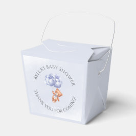 Caja Para Regalos Teddy Bear Blue Balloon Watercolor Boy Baby Shower