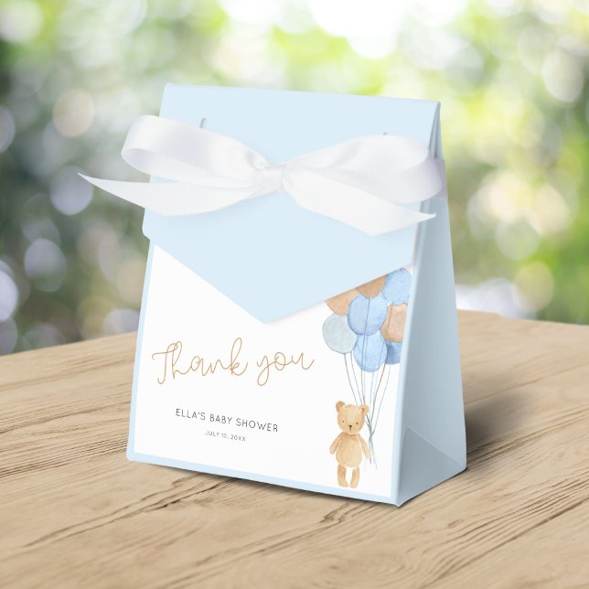 Caja Para Regalos Teddy Bear Blue Tan Balloons Baby Shower (Subido por el creador)