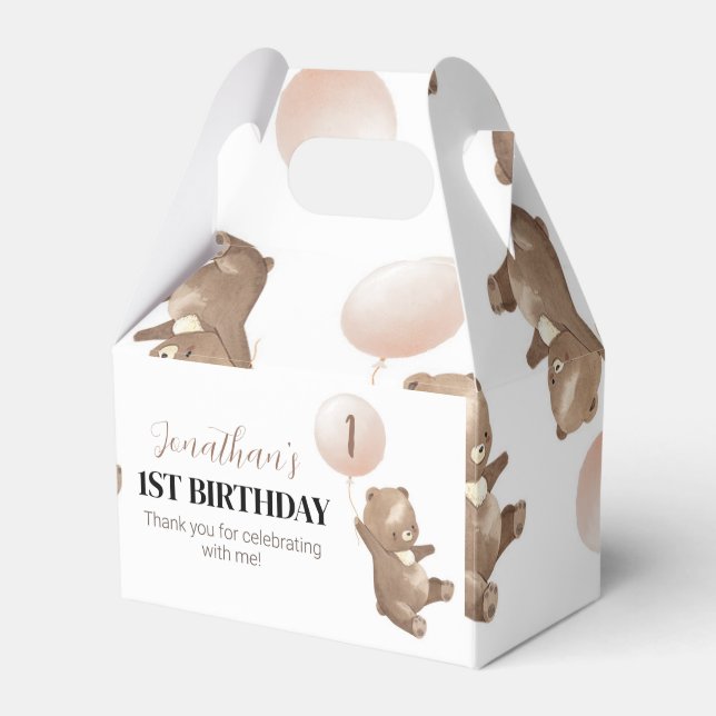 Caja Para Regalos Teddy Bear First Birday Favor Box (Front Side)