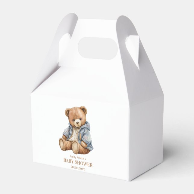 Caja Para Regalos Teddy Bear Invitación Baby Shower Puede Esperar (Front Side)