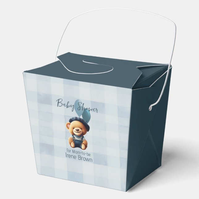 Caja Para Regalos Teddy Bear Jean Baby Shower Blue (Anverso)
