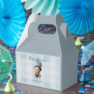 Caja Para Regalos Teddy Bear Jean Baby Shower Blue