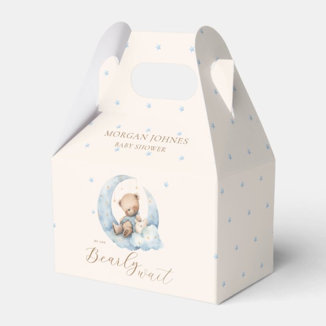 Caja Para Regalos Teddy Bear Moon Bearly Wait Baby Shower (Front Side)