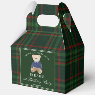 Caja Para Regalos Teddy bear party favors green plaid personalized