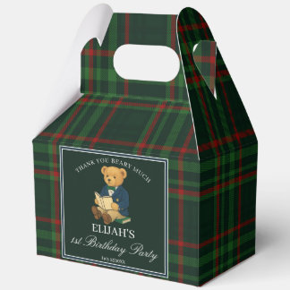 Caja Para Regalos Teddy bear party favors green plaid personalized