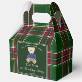 Caja Para Regalos Teddy bear party favors green plaid personalized