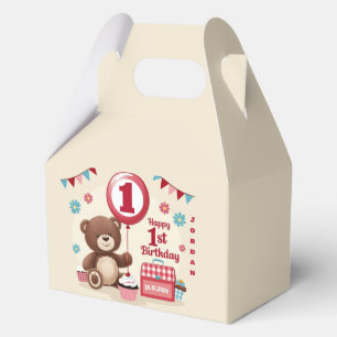 Caja Para Regalos Teddy Bear Picnic Feliz primer cumpleaños
