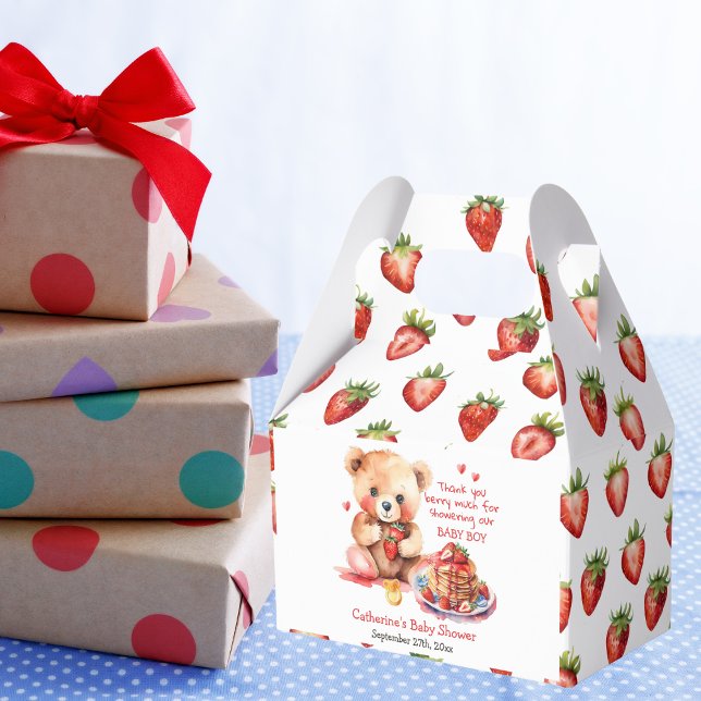 Caja Para Regalos Teddy Bear Strawberry Pancake Brunch Baby Shower (Subido por el creador)