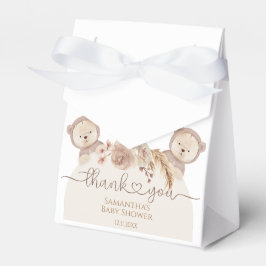 Caja Para Regalos Teddy Bear Twins Baby Shower Boho Floral