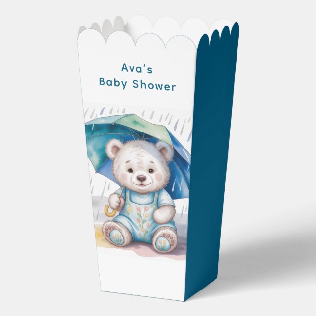 Caja Para Regalos Teddy Bear With Umbrella Boy Baby Shower  (Anverso)