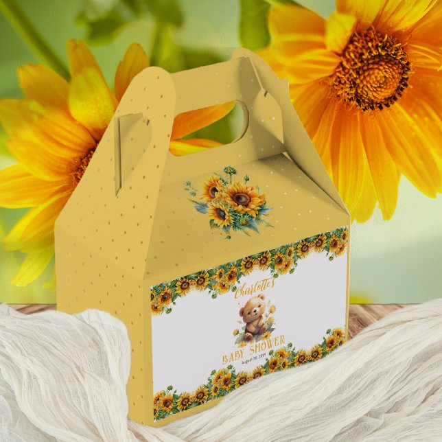 Caja Para Regalos Teddy Bear y Sunflowers Baby Shower (Subido por el creador)