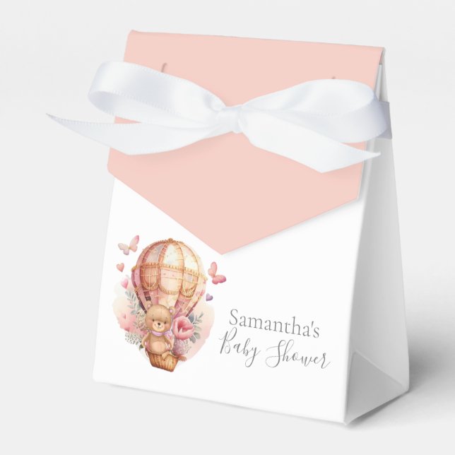 Caja Para Regalos Teddy Hot Air Balloon Pink Bearly Wait Favbox (Front Side)