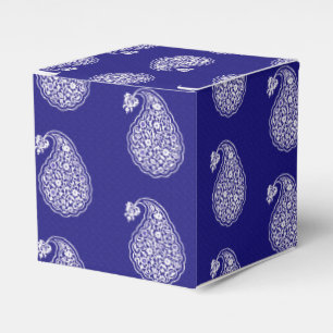 Caja Para Regalos Teja persa Paisley - blanco en azules añiles