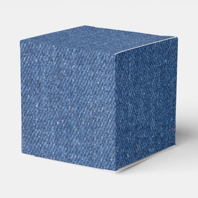 Caja Para Regalos Tejido textil original azul moda jean denim (Reverso Costado)