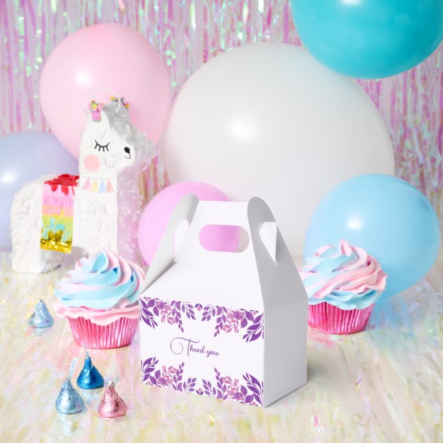 Caja Para Regalos Tema Boda de hojas moradas (Fiesta)