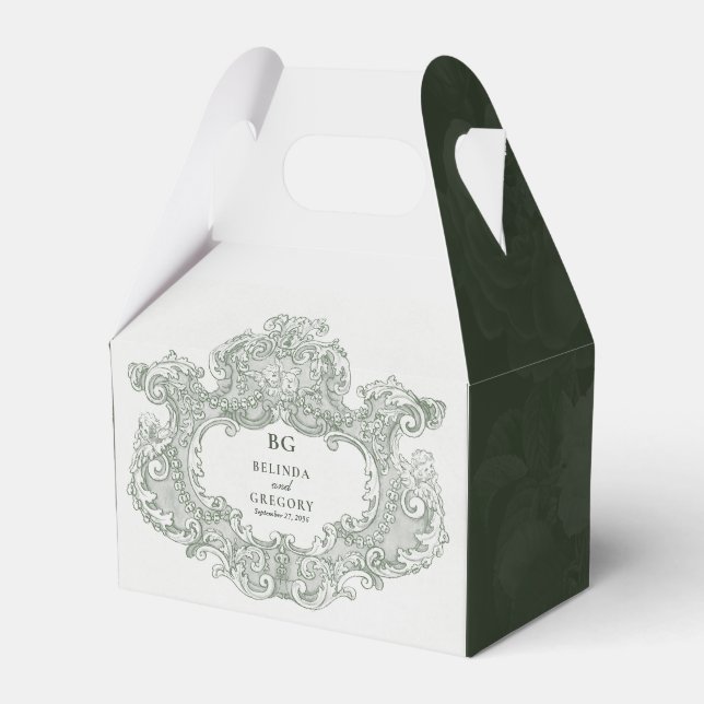 Caja Para Regalos Tema Boda del Fiesta del Jardín Verde Botánico Vin (Front Side)