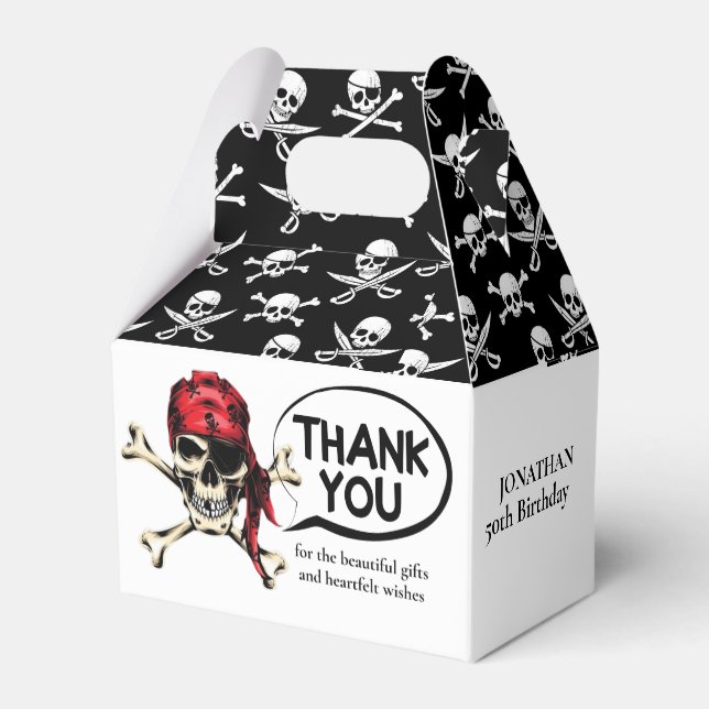 Caja Para Regalos tema de fiesta de piratas infantiles (Reverso)