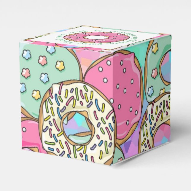 Caja Para Regalos Tema de la fiesta de cumpleaños de Pastel Donuts (Costado Anverso)