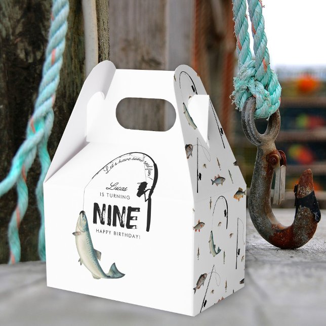 Caja Para Regalos Tema de pesca Reel Divertido niños Cumpleaños Fies (Fishing Fish Theme Reel Fun Kids Birthday Party Favor Boxes)