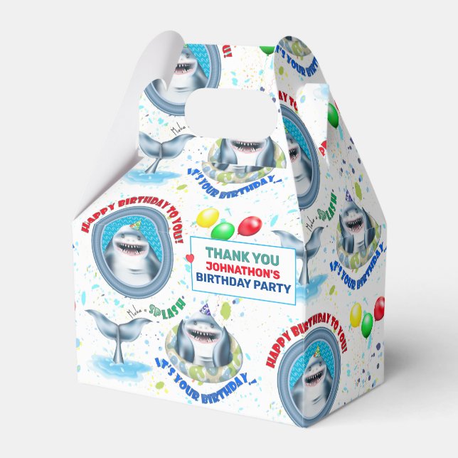 Caja Para Regalos Tema de tiburón para cumpleaños de niños (Front Side)