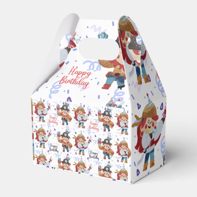 Caja Para Regalos Tema del pirata azul y rojo (Front Side)