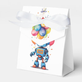 Caja Para Regalos tema robot con acuarela de globos