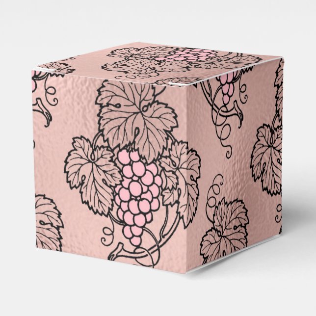 Caja Para Regalos Tema Rosa Oro y Vino Rosado (Costado Anverso)