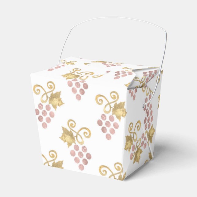 Caja Para Regalos Temática de vino rosa oro y dorado (Front Side)