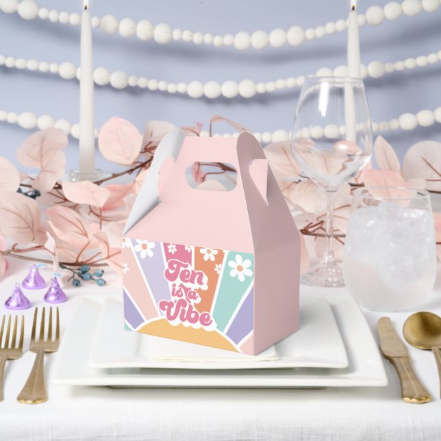 Caja Para Regalos Ten es una margarita arcoiris retro de color vibe (Boda)