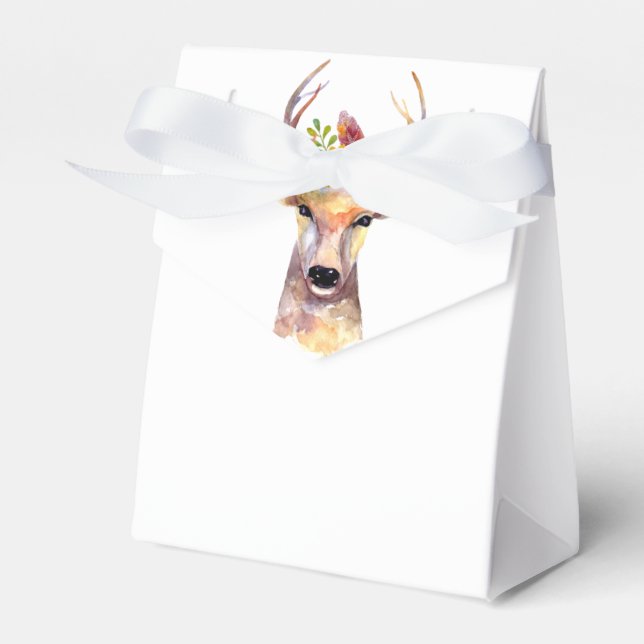 Caja Para Regalos Tent Paper Favor Box boho ciervo Buck Head Brownin (Front Side)