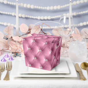 Caja Para Regalos Terciopelo Falso Rosa Suave Glam Lujo