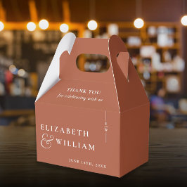 Caja Para Regalos Terracota Moderno Monograma Boda Gracias