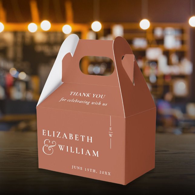 Caja Para Regalos Terracota Monograma Moderno Agradecimiento de Boda (Subido por el creador)