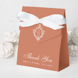 Caja Para Regalos Terracotta Boda Escudo Monograma Gracias