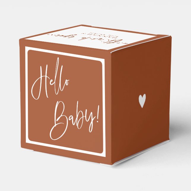 Caja Para Regalos Terracotta Bohemian Earthy Hello Baby Shower (Reverso Costado)
