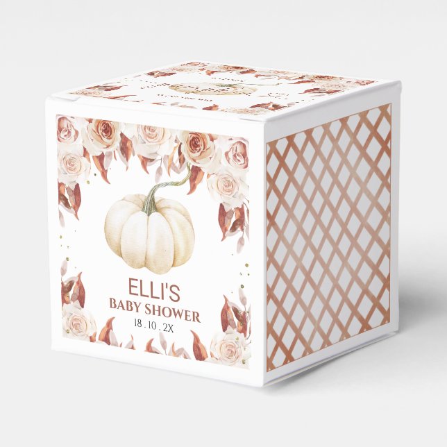 Caja Para Regalos Terracotta Boho Floral Pequeña Calabaza Baby Showe (Costado Anverso)