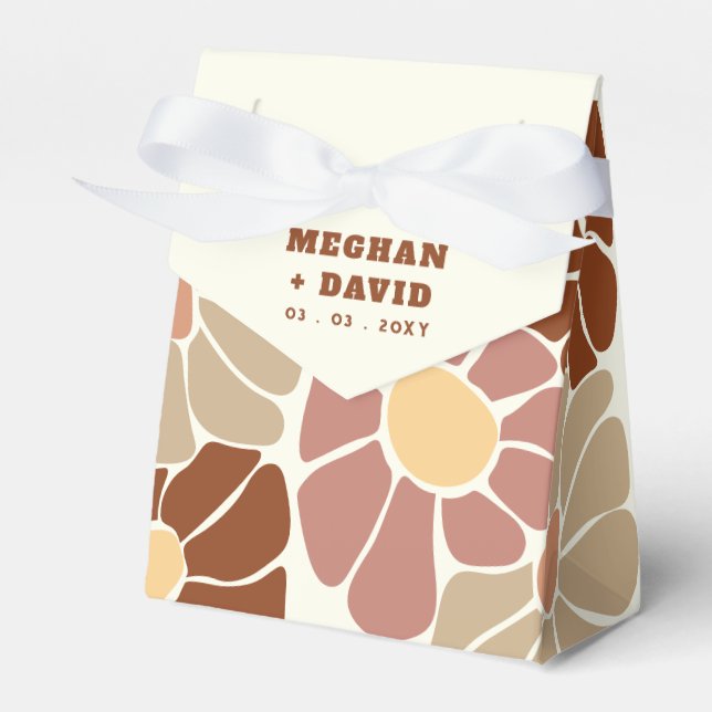 Caja Para Regalos Terracotta Retro Groovy Boho Moda Boda Floral (Front Side)