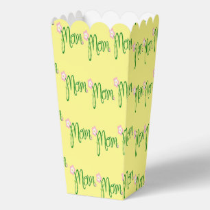 Caja Para Regalos Texto de mamá verde sobre amarillo