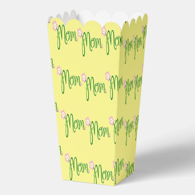 Caja Para Regalos Texto de mamá verde sobre amarillo (Anverso)