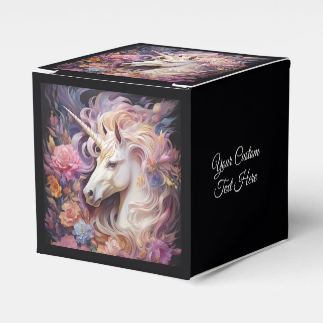 Caja Para Regalos Texto personalizado Bonito Unicornio (Costado Anverso)
