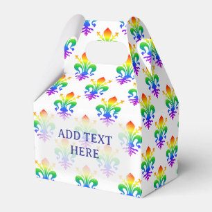 Caja Para Regalos Texto Personalizado de arcoiris sobre flores de li