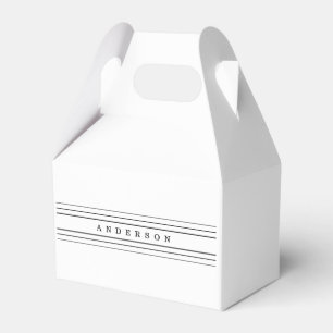 Caja Para Regalos Texto Personalizado y franjas modernas Blanco y