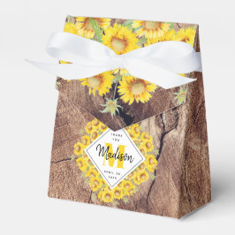 Caja Para Regalos Textura de madera de girasoles rústicos