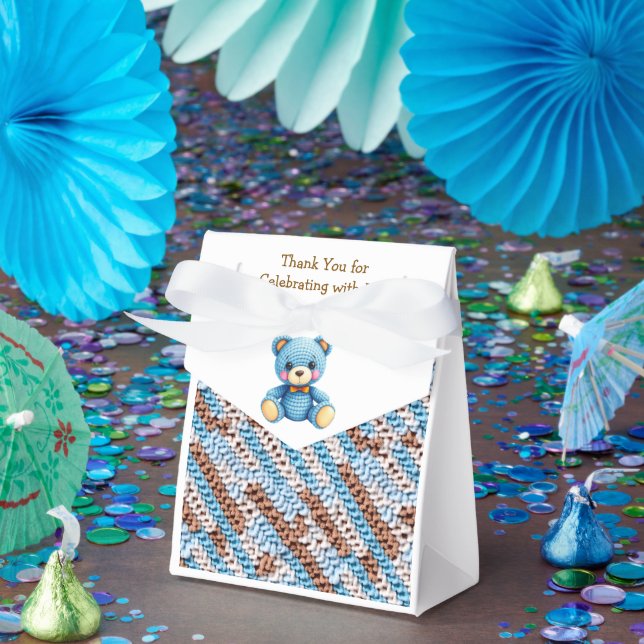 Caja Para Regalos Thank You | Boy's Teddy Bear Baby Shower (Fiesta)
