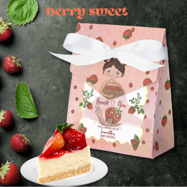 Caja Para Regalos Thank You" Pink Strawberry Baby Shower (Thank You_ Pink Strawberry Baby Shower Favor Boxes)